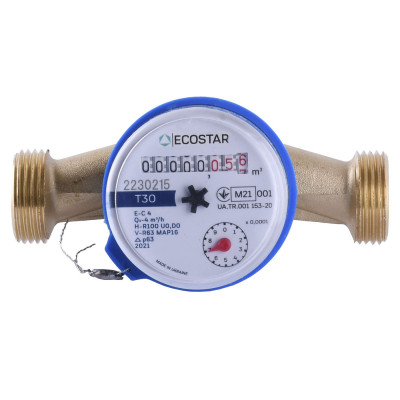 Лічильник холодної води ECOSTAR DN20 3/4″   БЕЗ ШТУЦЕРА   L110 E-C 4,0
