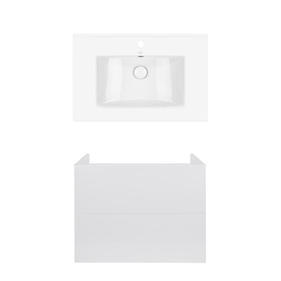 Комплект Qtap тумба підвісна Tern 700х580х437 мм White + раковина урізна Albatross QT71TE44102